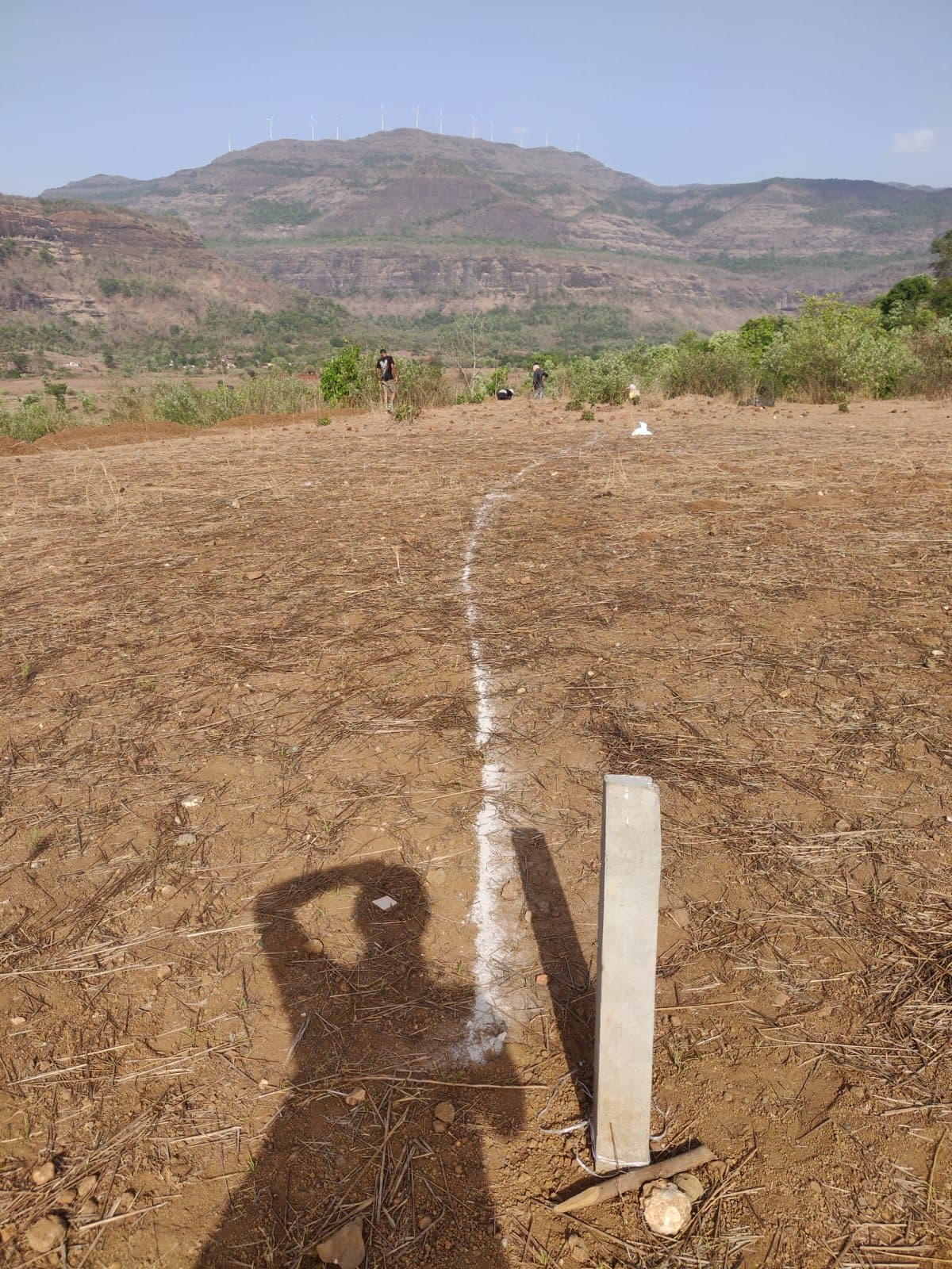 Contour lines marked across a slope